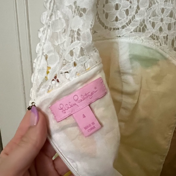 EUC Lilly Pulitzer First Impressions Yellow Raegan Dress sz 4 - Picture 3 of 3